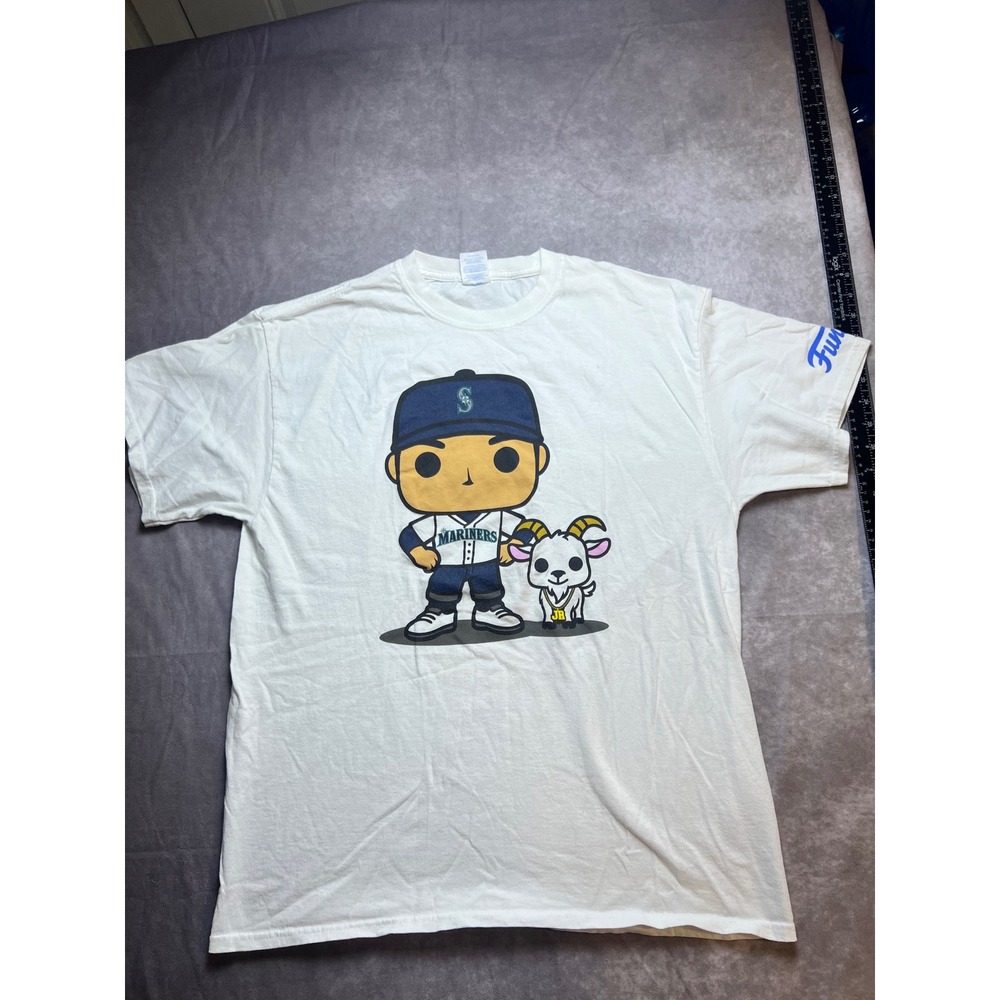 Port & Company Julio Rodriguez Funko Pop Men L T-Shirt White Mariners GOAT Tee